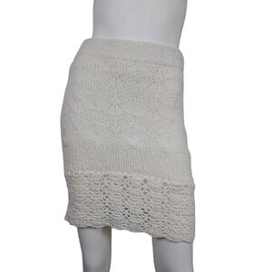 Gianni Bini White A-line Crochet Bohemian Skirt Size S